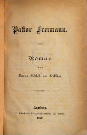 Pastor Freimann : Roman