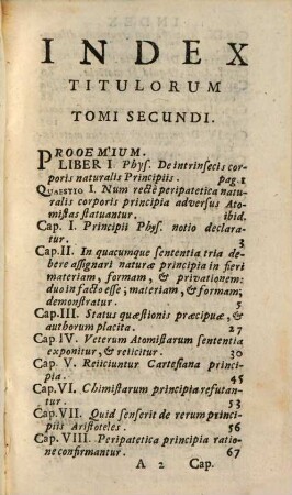Philosophia Peripatetica : Tomis Quatuor comprehensa. 2, Qui est Physicae Pars Prima