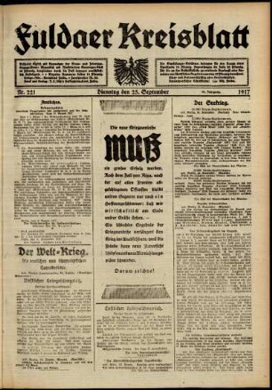 Ausgabe vom Dienstag, den 25. September 1917.