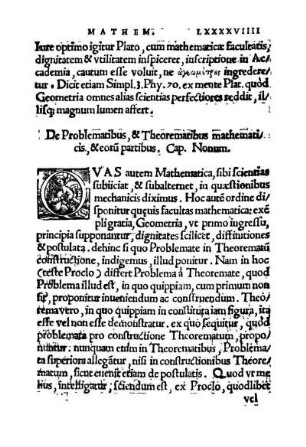 De Problematibus, & Theorematibus mathematicis, & eoru[m] partibus. Cap. Nonum.