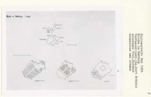 Kirche in Lurup, Hamburg-Altona (Diplomarbeit bei Bernhard Hermkes): Grundrisschema und Bestuhlungsvarianten 1:200