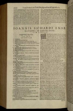 Ioannis Sichardi Enarationes In Librum Octavum Codicis.