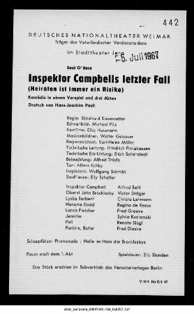 Inspektor Campbells letzter Fall (Heiraten ist immer ein Risiko)