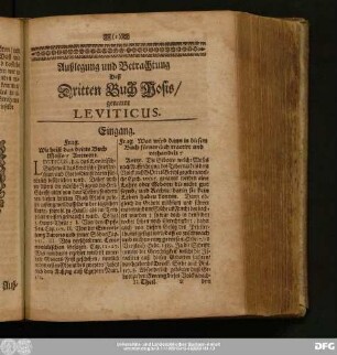 Außlegung und Betrachtung Deß Dritten Buch Mosis, genannt Leviticus.