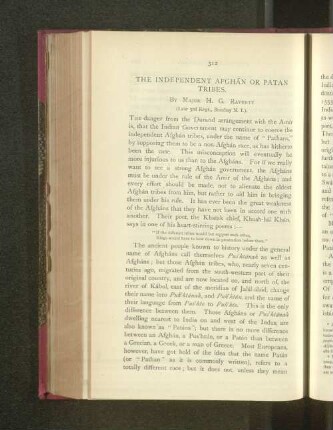 The Independent Afghan or Patan Tribes.