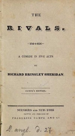 The rivals : a comedy in five acts