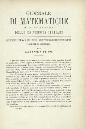 Sull' equilibrio e sul moto infinitesimo delle superficie flessibili ed estendibili.