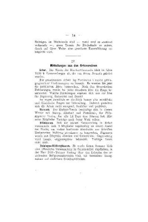 Mitteilungen aus den Ortsvereinen