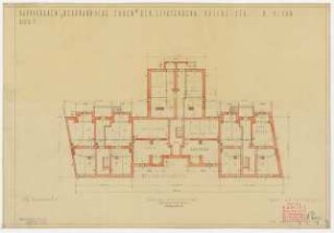 Wohnhausbebauung für Herrmann’sche Erben, Berlin-Lichtenberg: Block 1: Grundriss Kellergeschoss 1:100