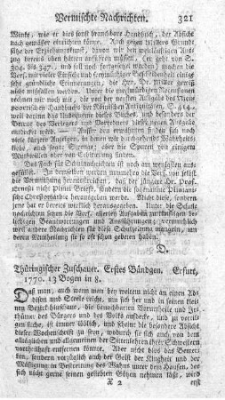 Der Thüringische Zuschauer. Bd.1.