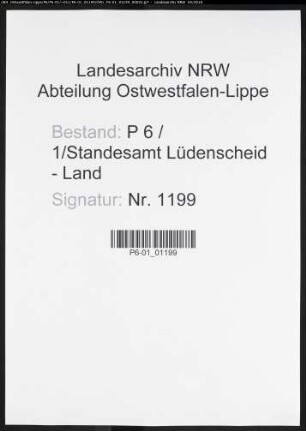 Sterberegister Standesamt Lüdenscheid-Land