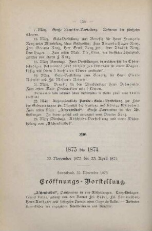 1873 bis 1874, 22. November 1873 bis 23. April 1874