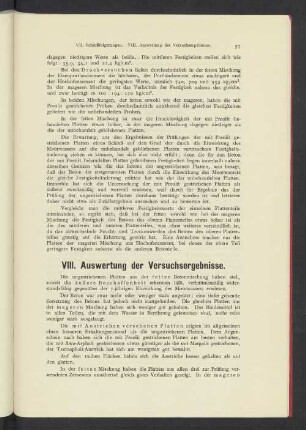 VIII. Auswertung der Versuchsergebnisse