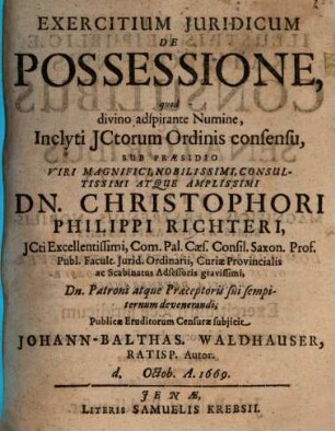 Exercitium iuridicum de possessione