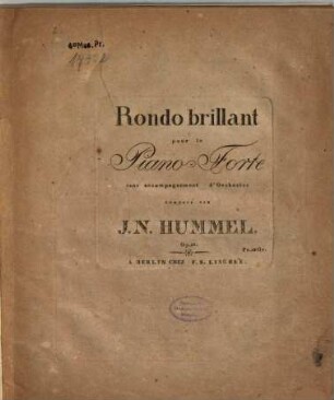 Rondo brillant pour le piano-forte avec accompagnement d'orchestre : op. 56