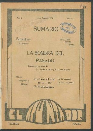 1931000400: La sombra del pasado : comedia en tres actos
