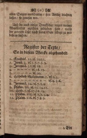 Register der Texte / So in diesem Wercke abgehandelt.