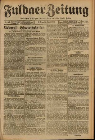 Ausgabe vom Freitag, den 23. Juni 1922.