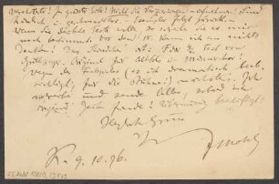 Brief an B. Schott's Söhne : 09.10.1896