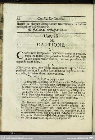 Cap. IX. De Cautione