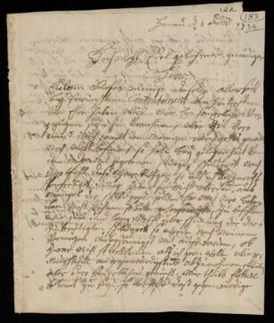 Brief von Johannes van Gemünd an Johann Friedrich von Uffenbach. Hanau, 1.12.1734