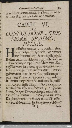 Caput VI. De Convulsione, Tremore, Spasmo, Incubo