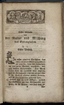 Erster Abschnitt von der Natur und Mischung des Spiesglases