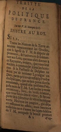 Traitté De La Politique De France