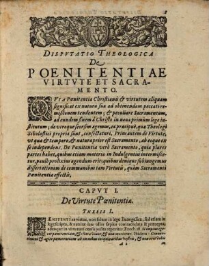 Disputatio theologica de poenitentiae virtute et sacramento