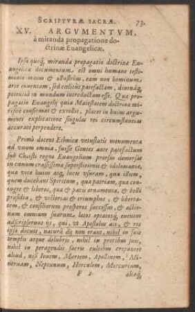 XV. Argumentum, a miranda propagatione doctrinae Evangelicae.
