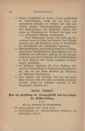 Zweiter Abschnitt. Von der Erfüllung der Stempelpflicht und den Folgen der Nichterfüllung.