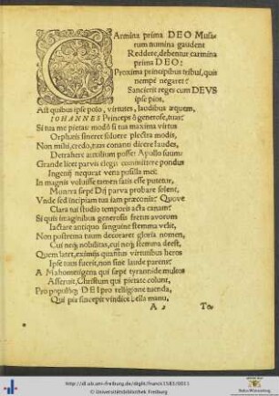 Elegia In Laudem Et Honorem Principis ac Domini Iohannis