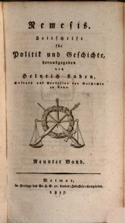 Nemesis : Zeitschrift für Politik und Geschichte. 9. 1817