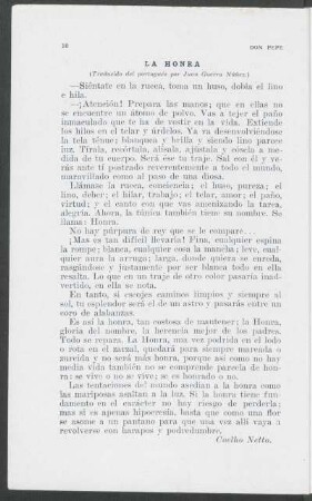 La honra - (Traducido del portugués por Juan Guerra Núñez.)