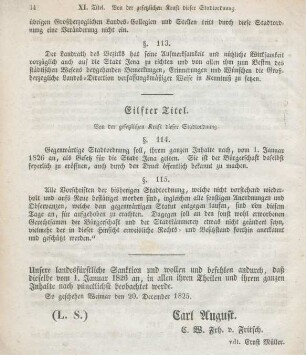 Eilfter Titel. Von der gesetzlichen Kraft dieser Stadtordnung