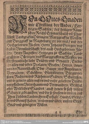 An Gottes Gnaden wir Christian der Ander...