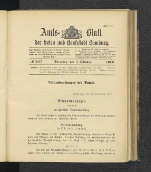 No.247, Dienstag, den 7. Oktober 1919