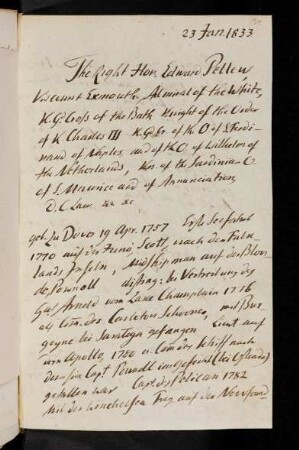 134r-136v, 23. Jan. 1833 The Right Hon. Edward Pellen