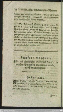 Fünfter Abschnitt. Fälle des chronischen Rheumatismus, in welchen Blutlassen angewendet wurde
