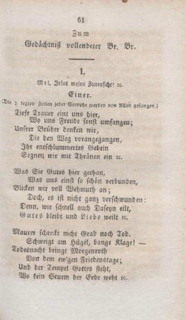 Zum Gedächtniß vollendeter Br. Br.