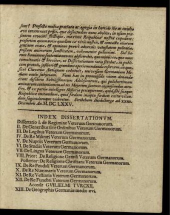 Index Dissertationum.