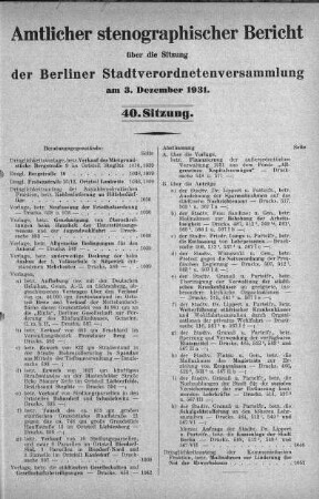 Sitzung 40, 3. Dezember 1931