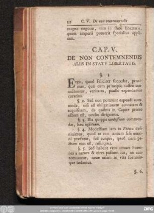 Cap. V. De Non Contemnendis Aliis In Statu Libertatis.