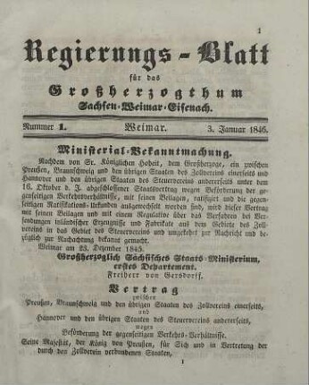 Nr. 1 : 3. Januar 1846