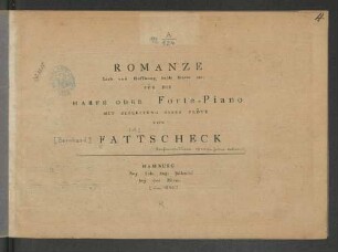 Romanze : Lieb und Hoffnung, holde Sterne etc. für die Harfe oder Forte-Piano mit Begl. e. Flöte