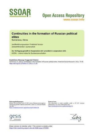 Continuities in the formation of Russian political elites