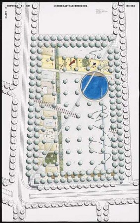 Platzgestaltung für den Platz der Einheit, Potsdam Schinkelwettbewerb 1993: Grundriss 1:200