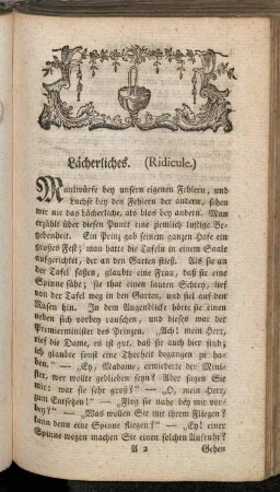 Lächerliches. (Ridicule.) - Liebe seiner selbst, Eigenliebe. (Amour propre.)
