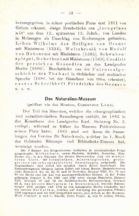 Das Naturalien-Museum.