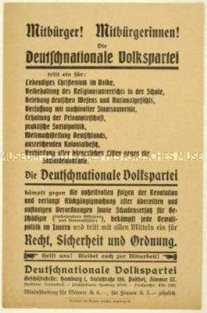 Aufruf zum Eintritt in die Deutschnationale Volkspartei
